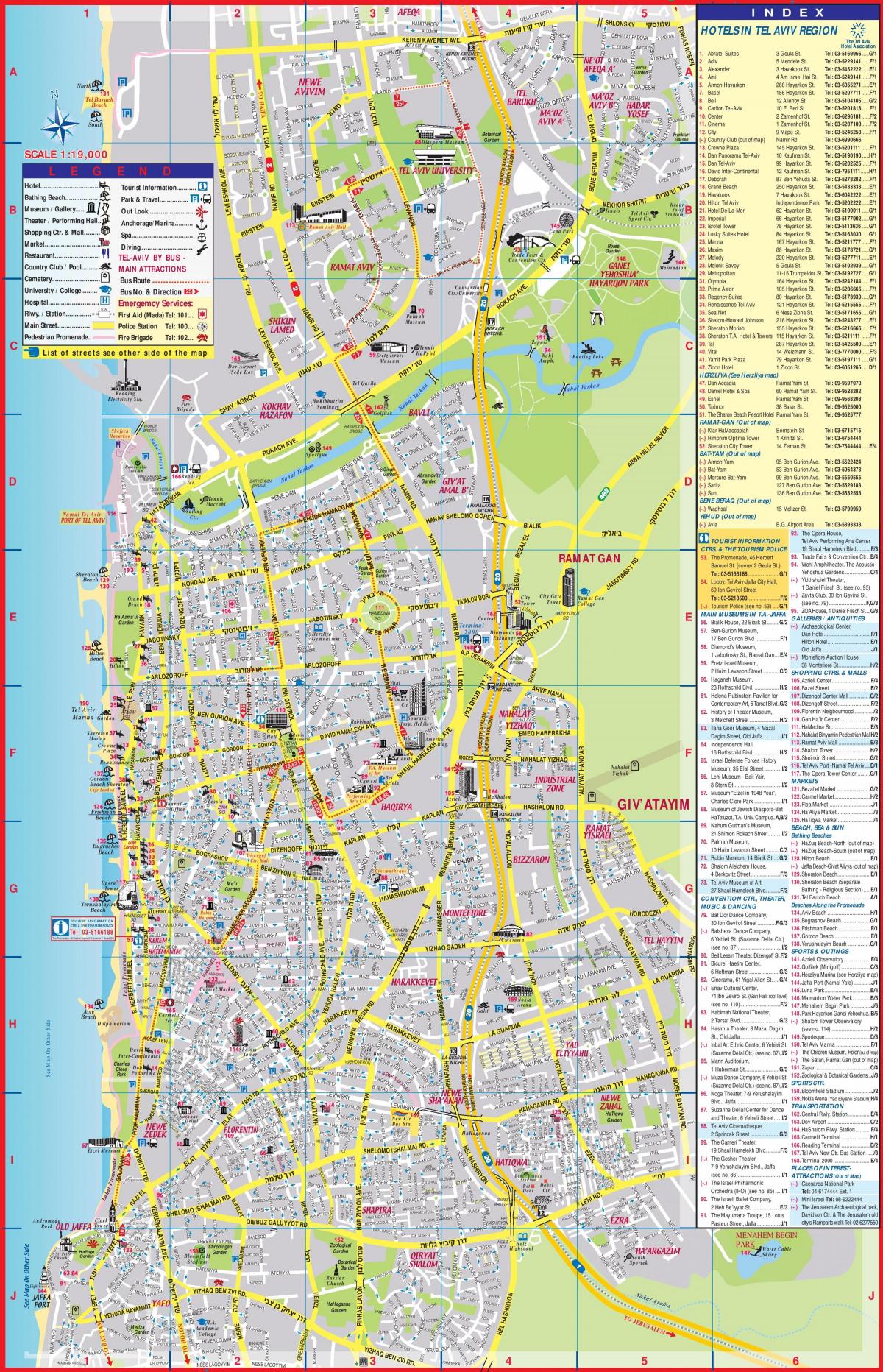 Tel Aviv sightseeing map
