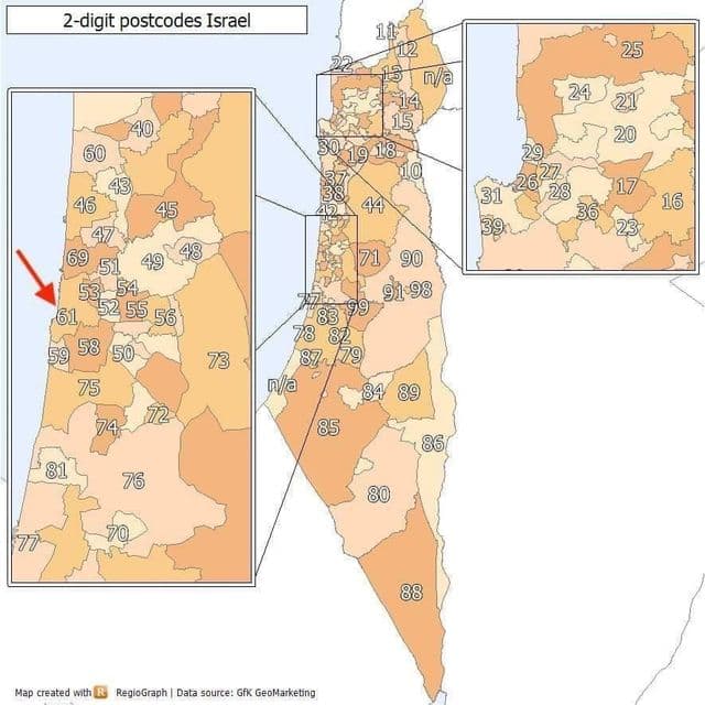 Tel Aviv postcodes map | Tel Aviv Map 360