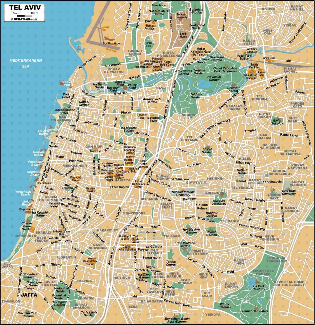 Tel Aviv city center map